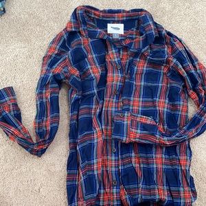 Old navy large flannel blue red green  long sleeve button down